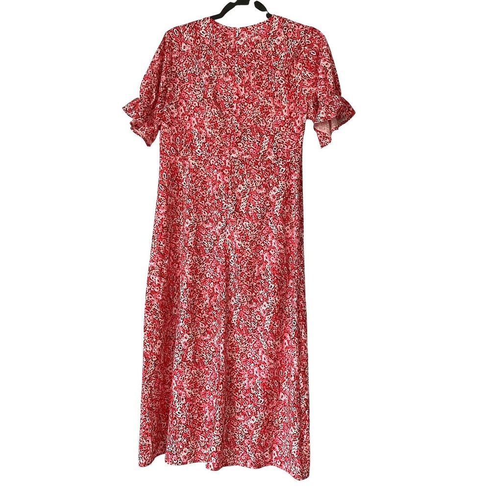 NWT‎ Pink Short Sleeve Faux Wrap Dress Buttons Size Medium No Brand Patterned - Picture 2 of 6